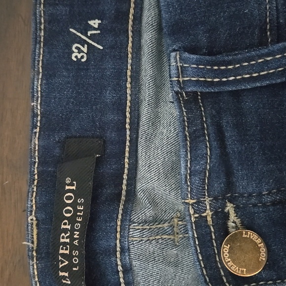 LIVERPOOL Gia Glider Skinny Jeans Dark Wash Sz 14/32 Pockets Belt Loops - Picture 11 of 15